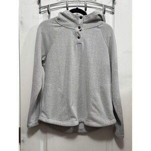 Kyodan Outdoor Womens Gray Honeycomb Knit Snap Neck Hoodie Sweatshirt Size M